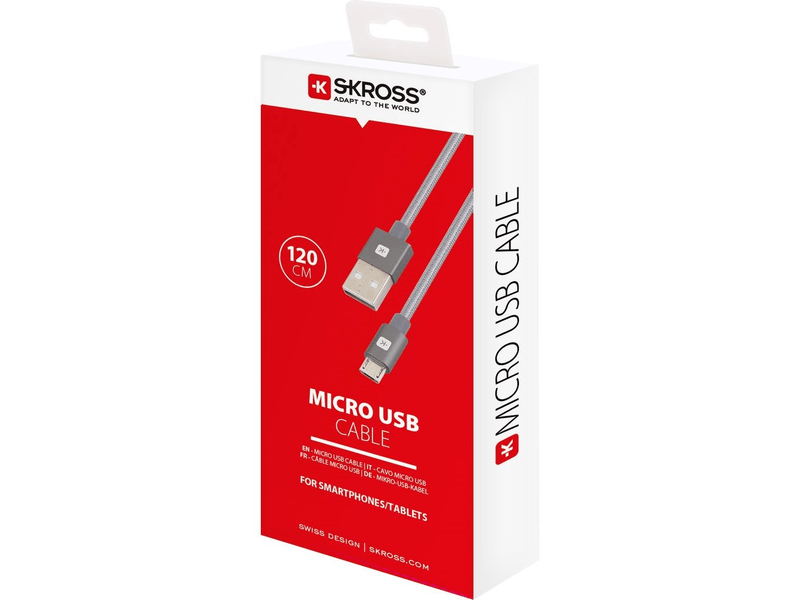 Skross Steel line USB-A/Micro USB kábel, 1,2 m (SKCA0010A-M120CN)