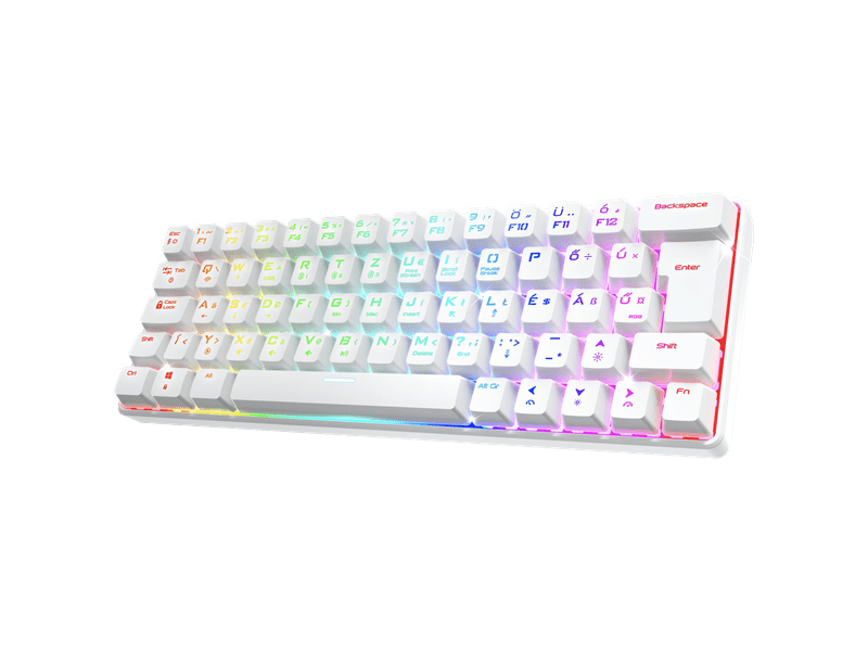 Spirit of Gamer Billentyűzet Mechanikus - XPERT K200 White  (TKL, SOG red, RGB LED,USB, anti-ghosting, fehér, magyar)
