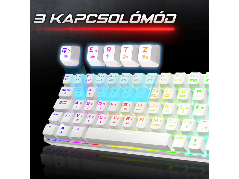 Spirit of Gamer Billentyűzet Mechanikus - XPERT K200 White  (TKL, SOG red, RGB LED,USB, anti-ghosting, fehér, magyar)