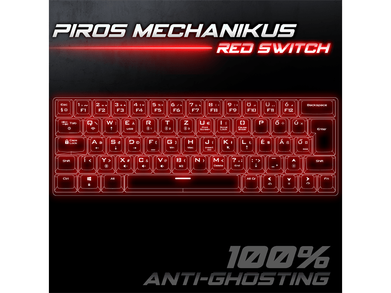 Spirit of Gamer Billentyűzet Mechanikus - XPERT K200 White  (TKL, SOG red, RGB LED,USB, anti-ghosting, fehér, magyar)