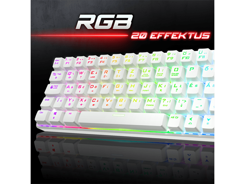 Spirit of Gamer Billentyűzet Mechanikus - XPERT K200 White  (TKL, SOG red, RGB LED,USB, anti-ghosting, fehér, magyar)