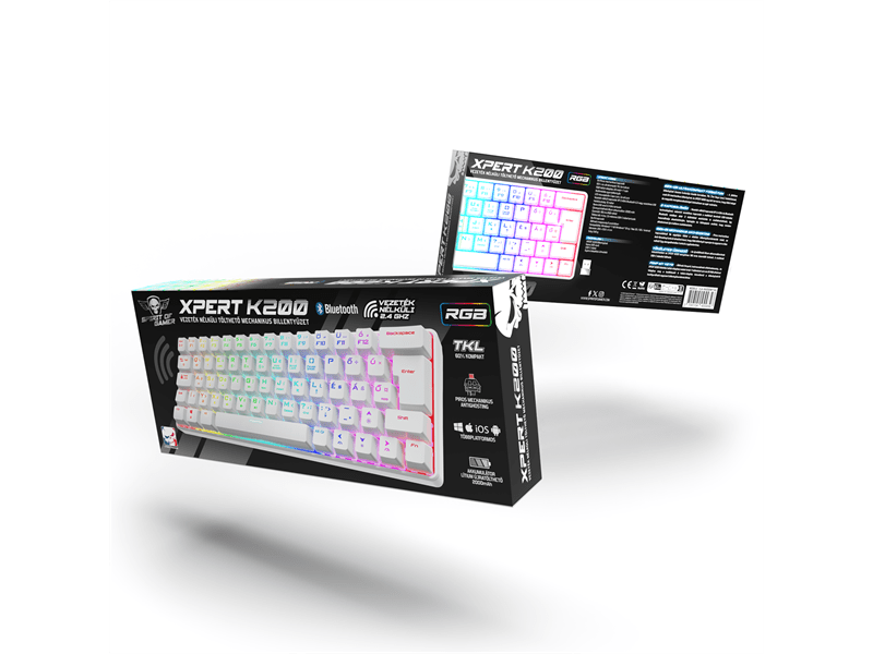 Spirit of Gamer XPERT K200 Mechanikus billentyűzet, fehér (CLA-XK200WH-HU)