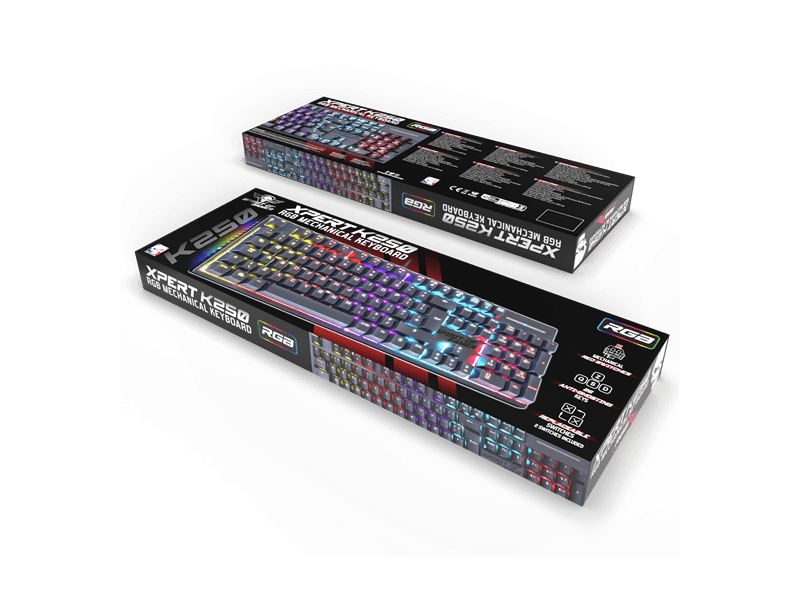 Spirit Of Gamer Xpert K250 Mechanikus billentyűzet, red switch, magyar (CLA-XK250BK)