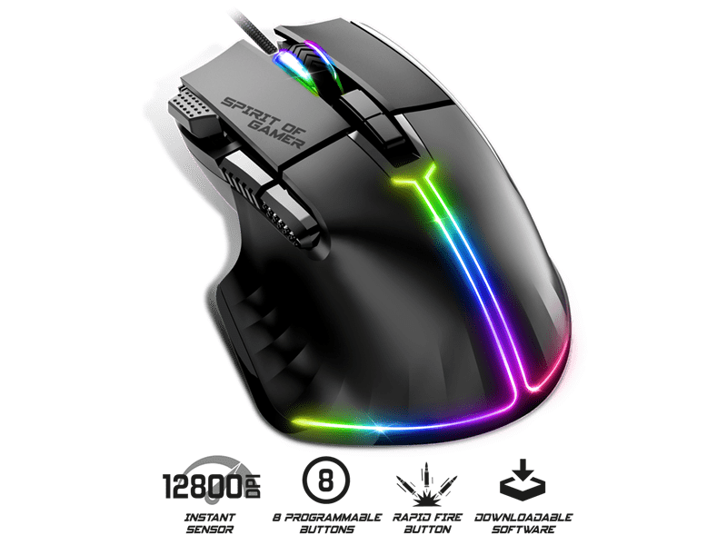 Spirit Of Gamer Pro-M5 RGB Gamer egér, fekete