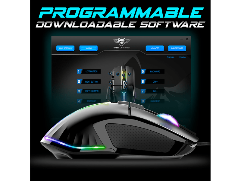 Spirit Of Gamer Pro-M5 RGB Gamer egér, fekete