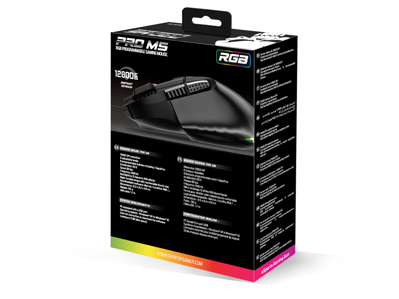 Spirit Of Gamer Pro-M5 RGB Gamer egér, fekete