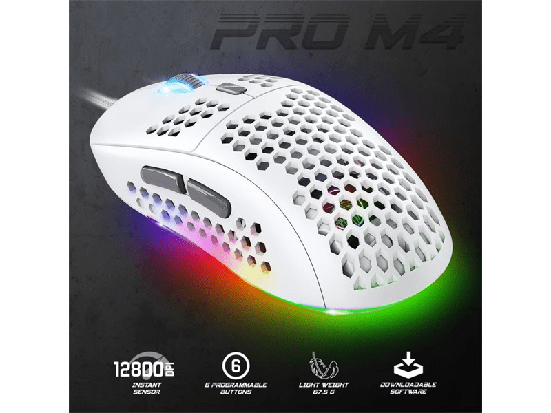 Spirit of Gamer Pro-M4 Arctic Gamer egér, fehér (S-PM4RGBWT)