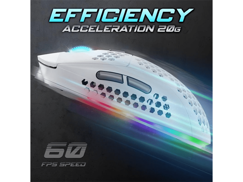 Spirit of Gamer Egér - S-PM4 RGB Arctic (Optikai, 12800DPI, 6 gomb, harisnyázott kábel, fehér)