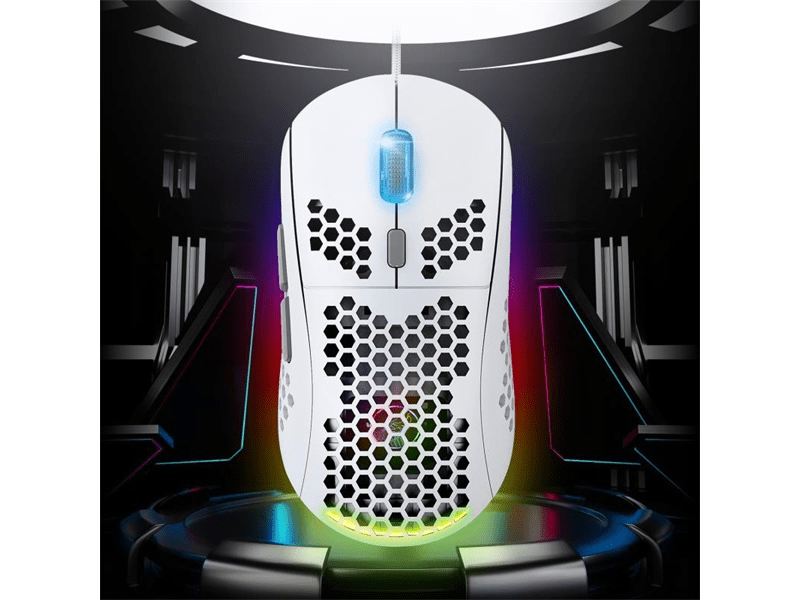 Spirit of Gamer Egér - S-PM4 RGB Arctic (Optikai, 12800DPI, 6 gomb, harisnyázott kábel, fehér)