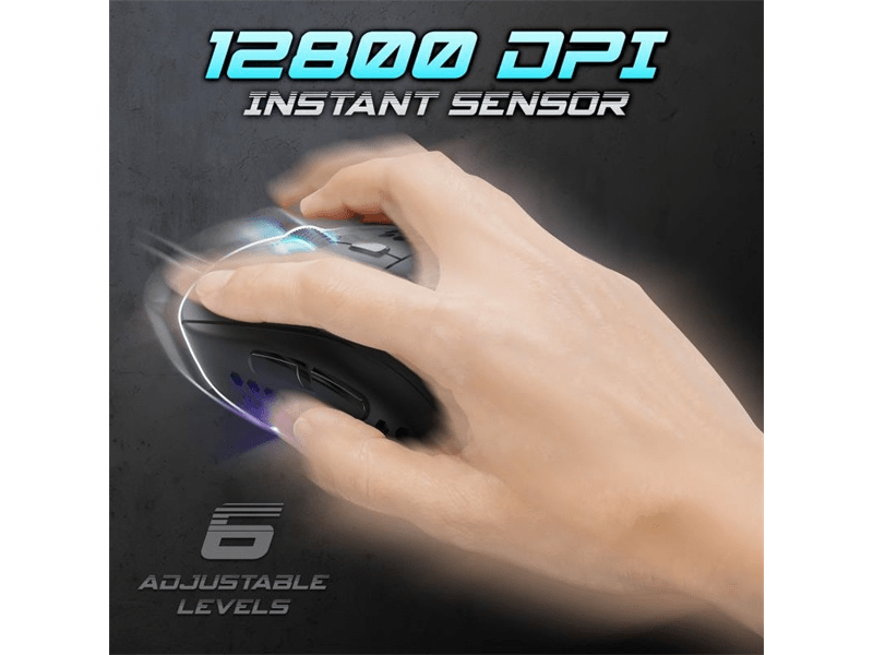 Spirit of Gamer Egér - S-PM4 RGB (Optikai, 12800DPI, 6 gomb, harisnyázott kábel, fekete)