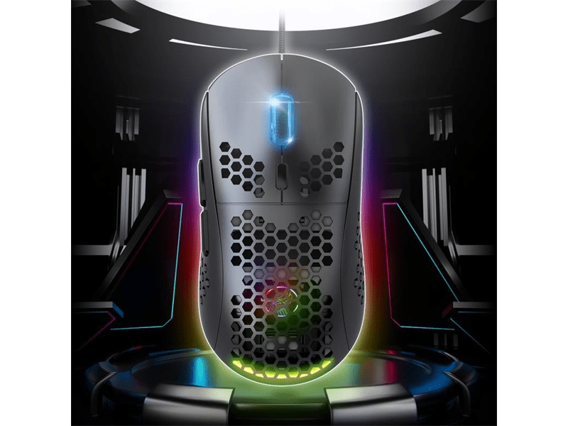 Spirit of Gamer Egér - S-PM4 RGB (Optikai, 12800DPI, 6 gomb, harisnyázott kábel, fekete)