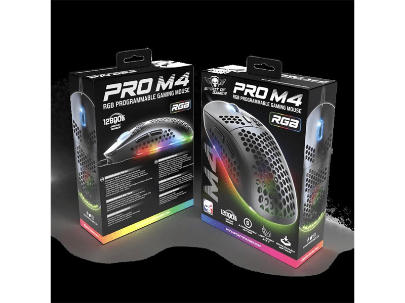Spirit of Gamer S-PM4 RGB Gamer egér, fekete