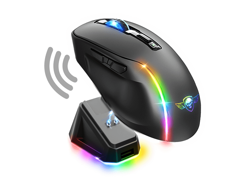 Spirit of Gamer Egér Vezeték nélküli  - ELITE-M50 Black (Optikai, 8000DPI, 1000Hz, 6 programozható gomb, RGB, fekete)