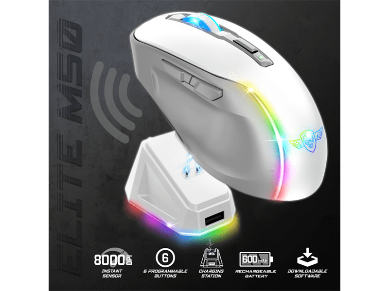 Spirit of Gamer Elite-M50 Vezeték nélküli egér, fehér (S-EM50WT)