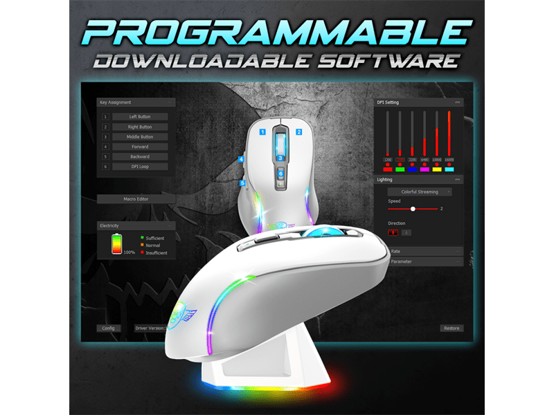 Spirit of Gamer Elite-M50 Vezeték nélküli egér, fehér (S-EM50WT)