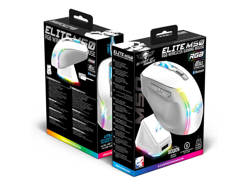 Spirit of Gamer Elite-M50 bežićni miš, bijeli (S-EM50WT)