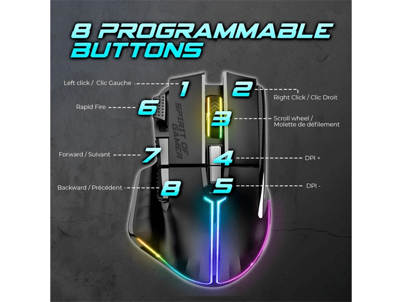 Spirit of Gamer Pro-M5 Vezeték nélküli gamer egér, fekete (S-PM5RFBK)