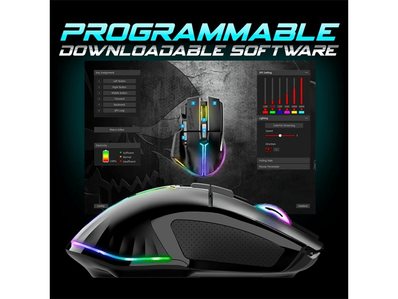 Spirit of Gamer Pro-M5 Vezeték nélküli gamer egér, fekete (S-PM5RFBK)