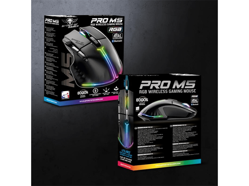 Spirit of Gamer Pro-M5 Vezeték nélküli gamer egér, fekete (S-PM5RFBK)