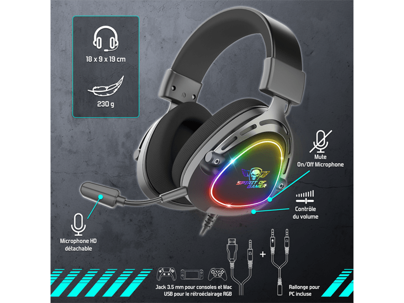 Spirit of Gamer ELITE H40 Headset, fekete (MIC-EH40BK)
