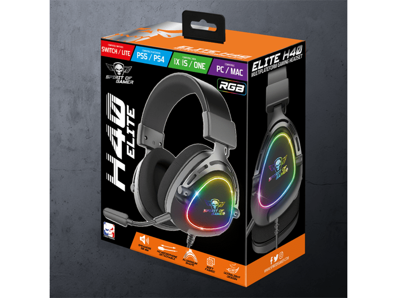 Spirit of Gamer ELITE H40 Headset, fekete (MIC-EH40BK)