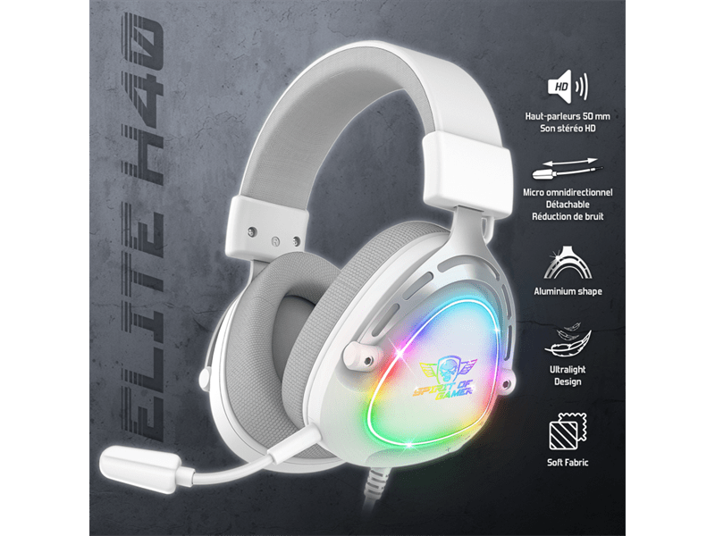 Spirit of Gamer ELITE H40 Headset, fehér (MIC-EH40WT)