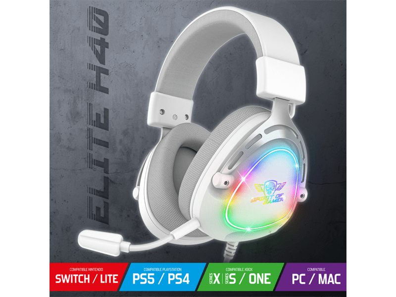 Spirit of Gamer ELITE H40 Headset, fehér (MIC-EH40WT)