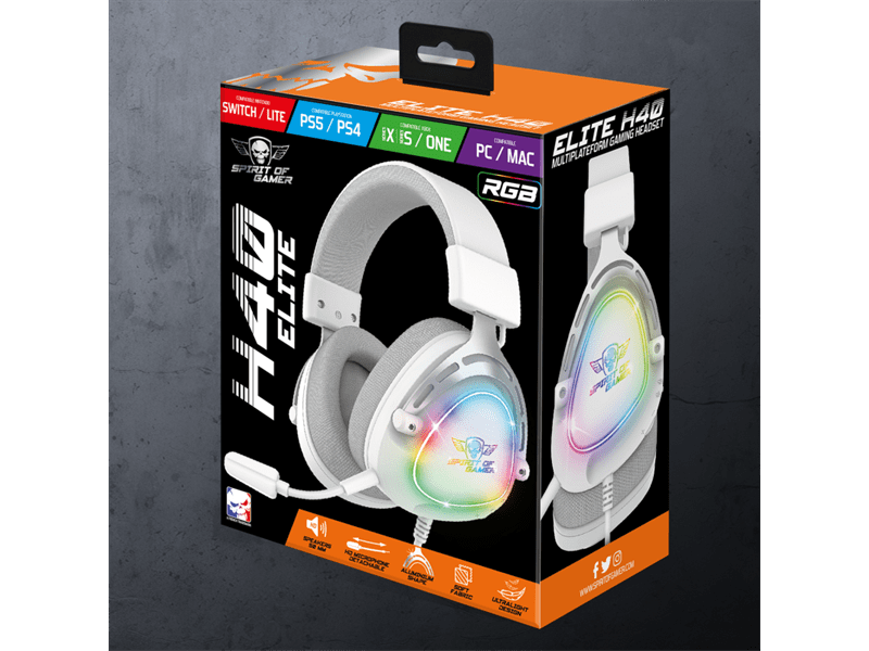 Spirit of Gamer ELITE H40 Headset, fehér (MIC-EH40WT)