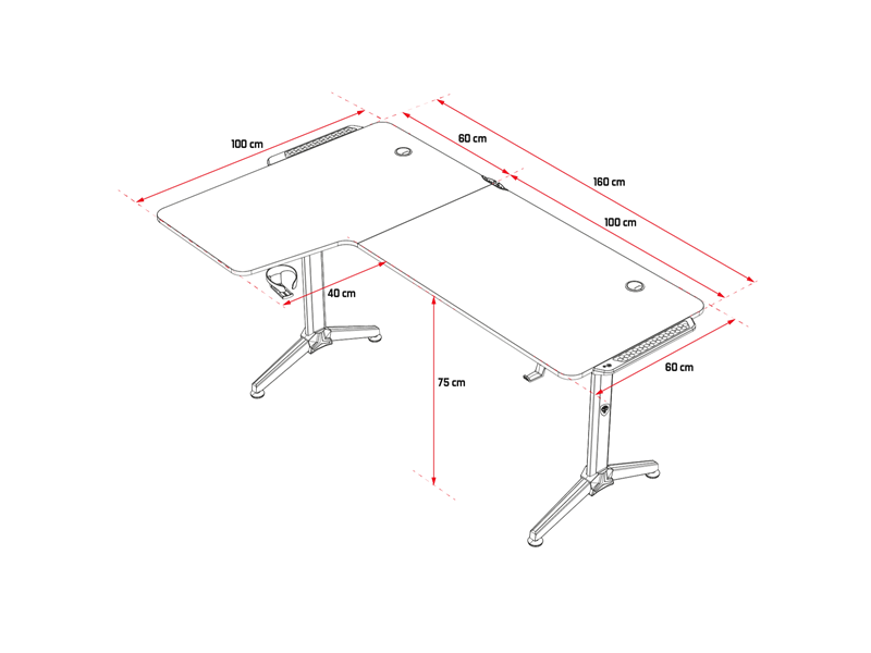 Spirit of Gamer Headquarter 600L Gamer Asztal (SOG-DESK600L)