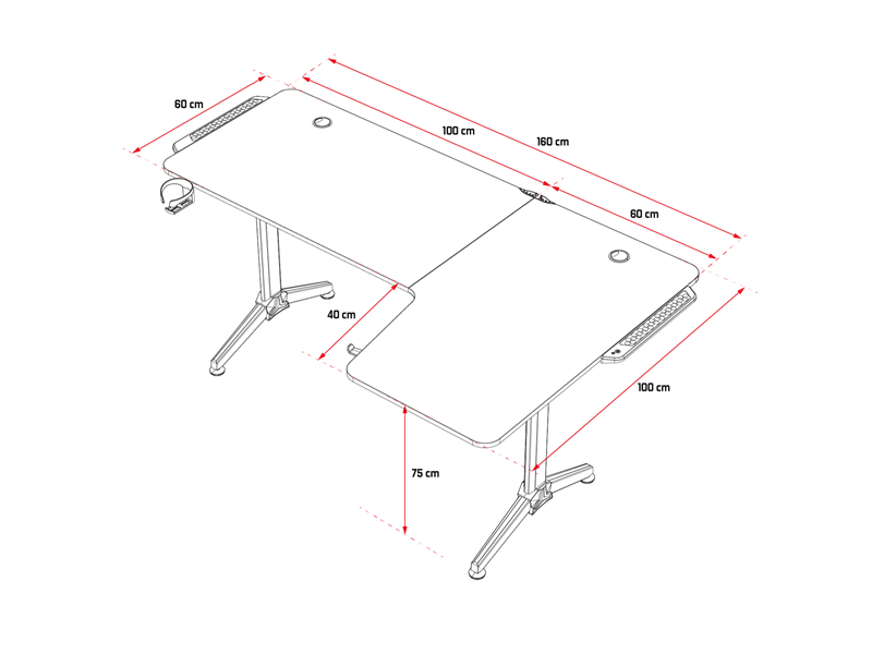 Spirit of Gamer Headquarter 600R Gamer Asztal (SOG-DESK600R)