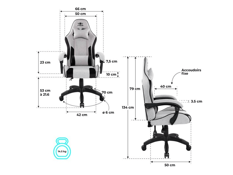 Spirit of Gamer Arena Gaming szék, világos szürke (SOG-GCAGR)