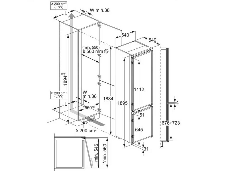 Electrolux ENT6MD19S3 Ugradbeni hladnjak s donjim zamrzivačem
