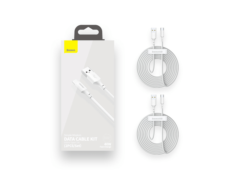 Baseus Simple Wisdom USB-A – USB Type-C kábel, 2 db (TZCATZJ-02)
