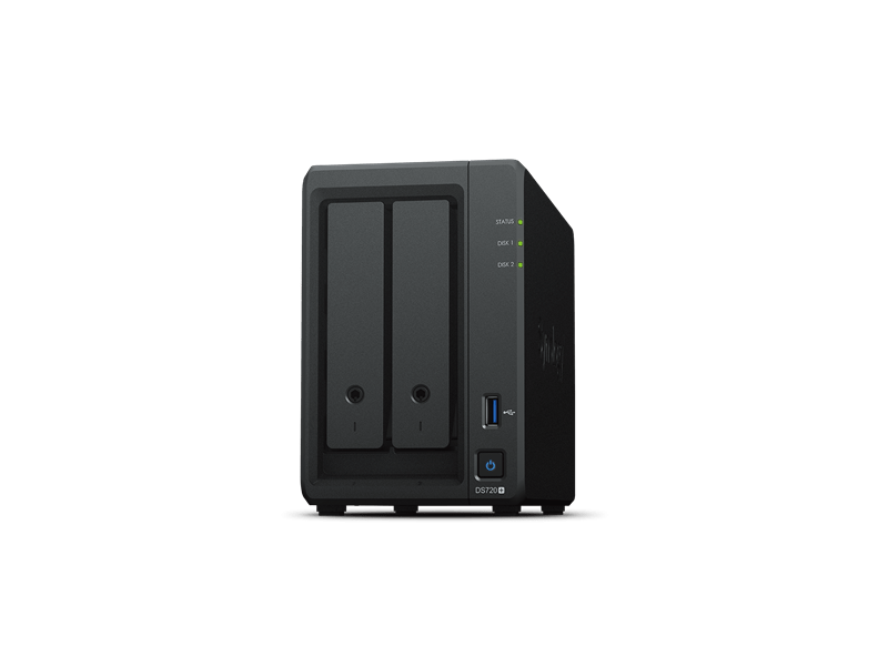 SYNOLOGY NAS 2 fiókos DS720+ Intel Celeron J4125 4x2GHz, 2GB DDR4 RAM, 2x1000Mbit, 1xeSATA