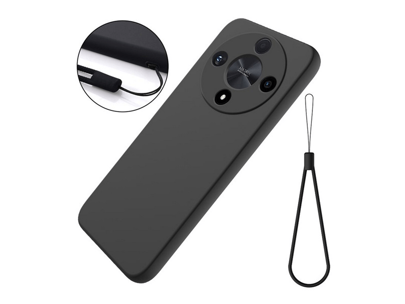 Gigapack Honor Magic6 Lite Szilikon tok + pánt, fekete (GP-155159)