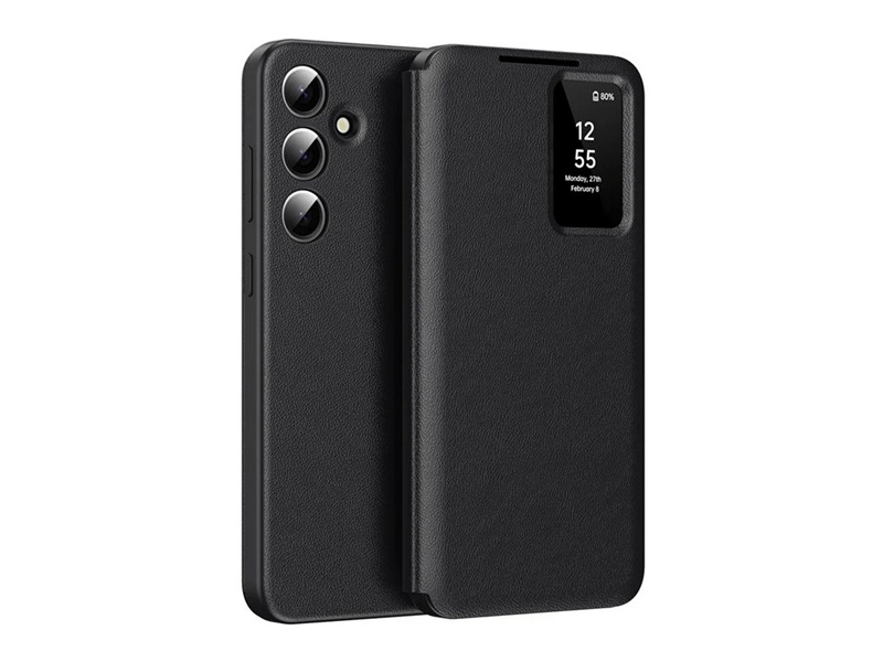 Gigapack Samsung S25 Aktív flip bőr tok, fekete (GP-166911)