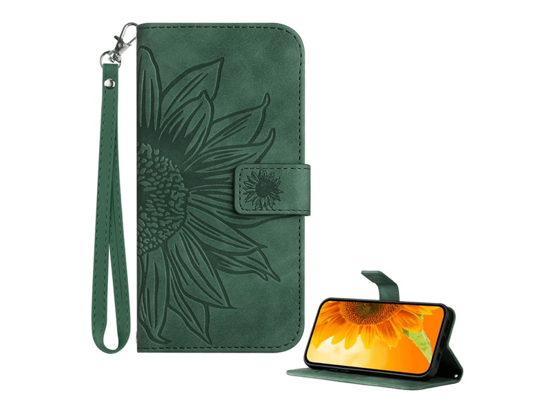 Gigapack T Phone 3 5G Flip tok napraforgó minta, sötétzöld (GP-176305)