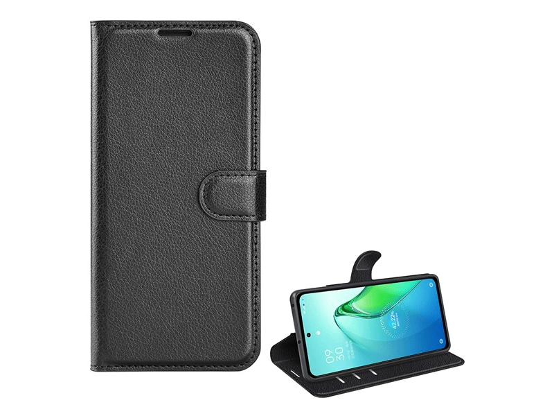 Gigapack Oppo Reno 8 Pro Bőr hatású flip tok, fekete (GP-137965)