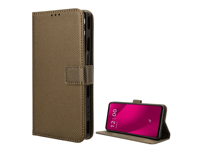 Gigapack T Phone 2 Pro 5G Bőr hatású flip tok, barna (GP-159728)