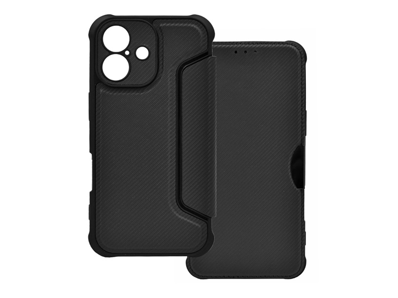 Gigapack Apple iPhone 16 Bőr hatású flip tok, fekete (GP-160273)