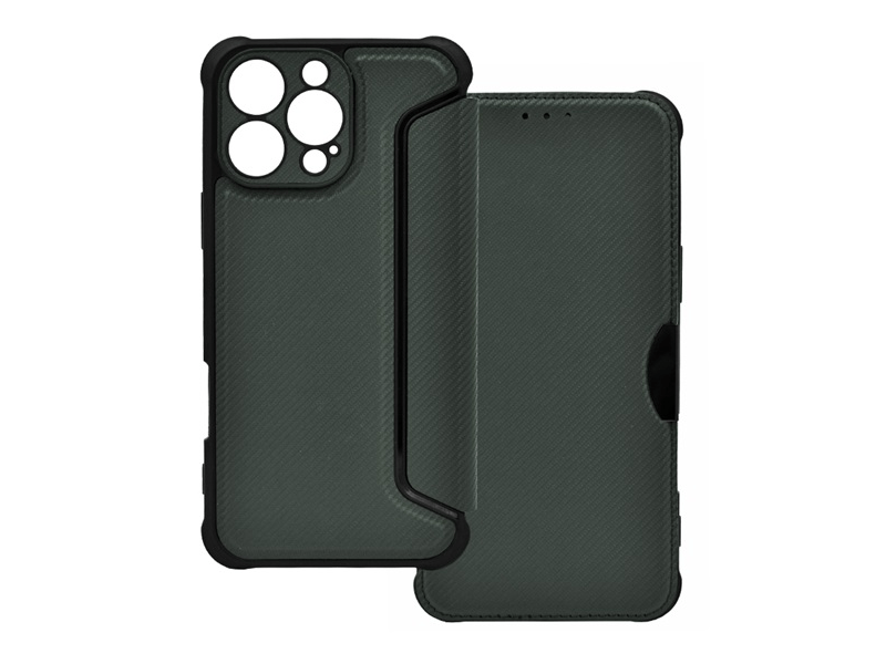 Gigapack Apple iPhone 16 Pro Max Bőr hatású flip tok, sötétzöld (GP-160284)