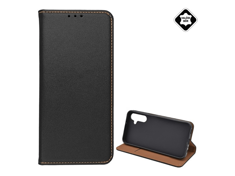 Gigapack amsung Galaxy A15 Valódi bőr flip tok, fekete (GP-151955)