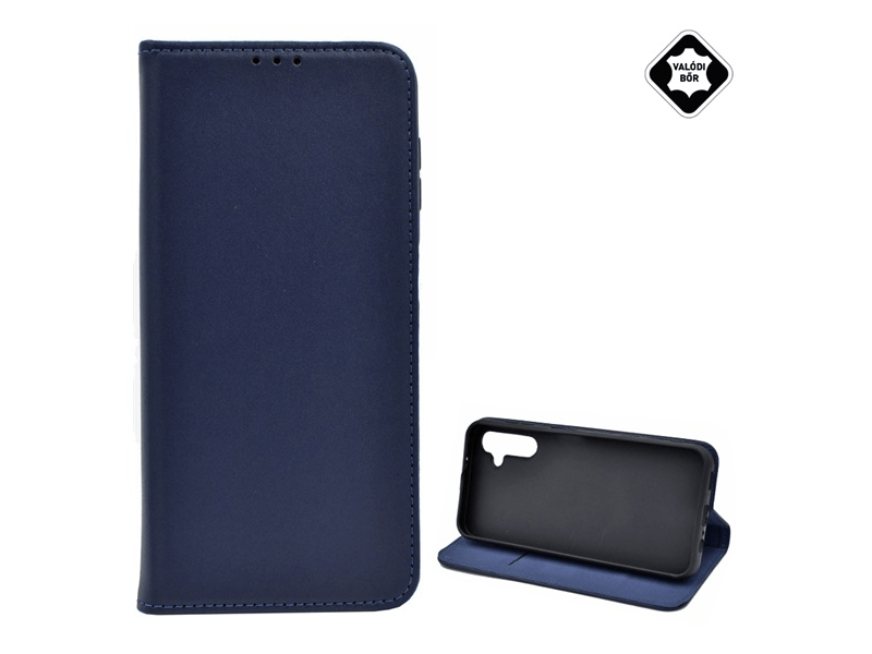 Gigapack Samsung Galaxy A14 Valódi bőr flip tok, sötétkék (GP-137084)