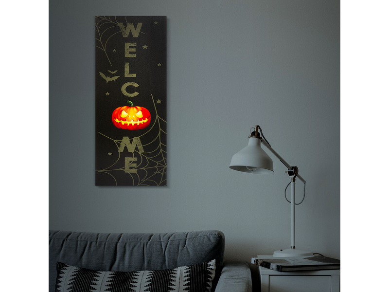 Halloween-i LED-es hangulatkép fali akasztóval (58402)
