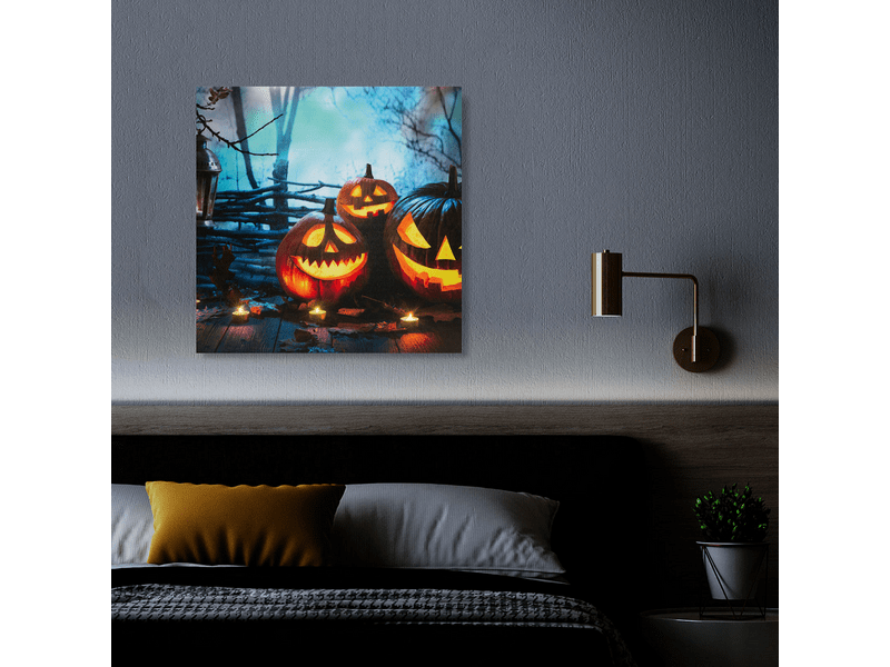 Family 58401 Halloween-i LED-es hangulatkép - fali akasztóval, 2 x AA, 30 x 30 cm