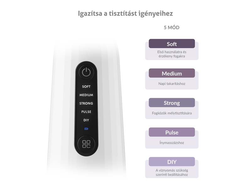 Szájzuhany, fehér, 5 tisztítási mód
