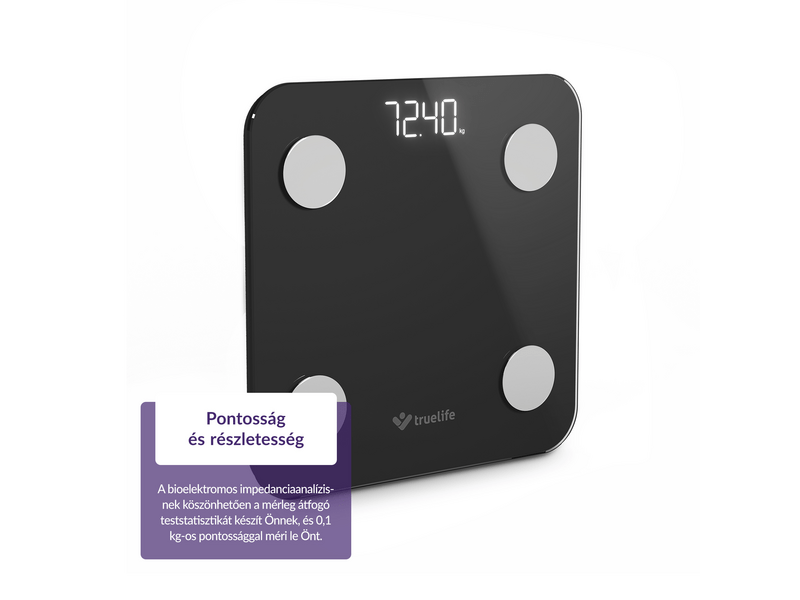 TrueLife FitScale W1 BT Okosmérleg, fekete (TLCSMFSW1NNBA)