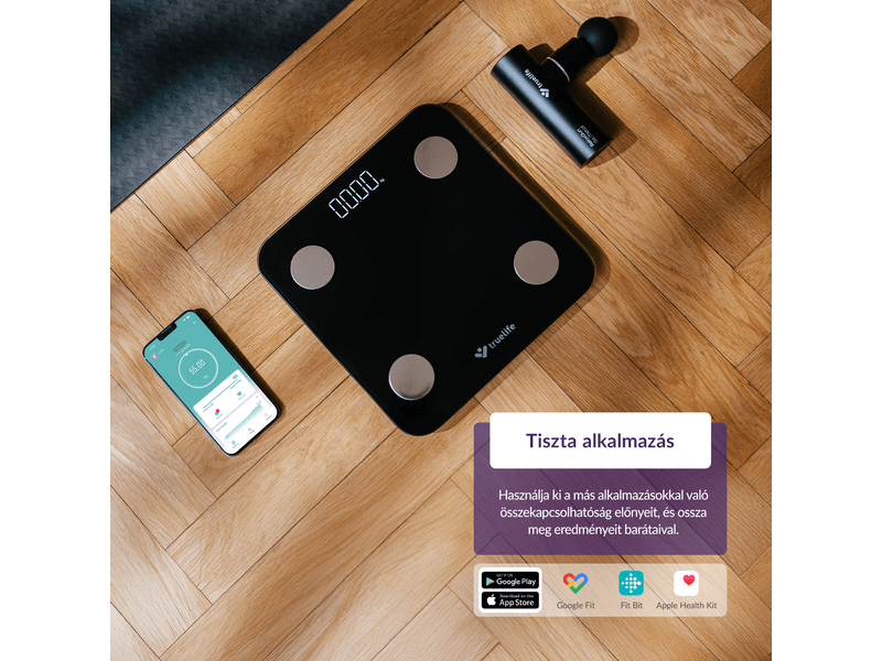 TrueLife FitScale W1 BT Okosmérleg, fekete (TLCSMFSW1NNBA)