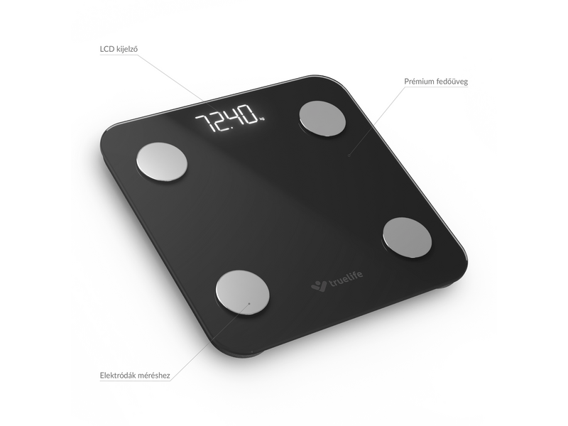 TrueLife FitScale W1 BT Okosmérleg, fekete (TLCSMFSW1NNBA)