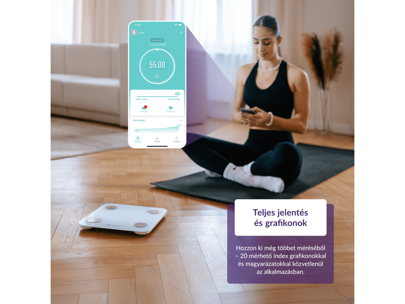 TrueLife FitScale W1 BT Okosmérleg, fehér (TLCSMFSW1NNWA)